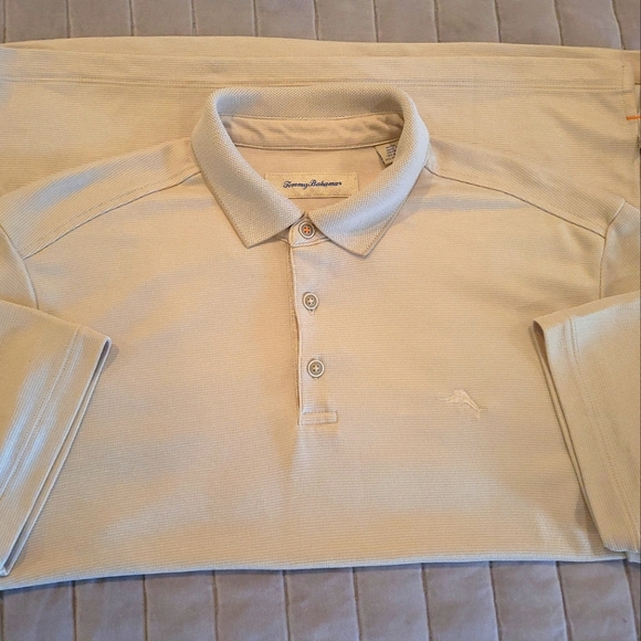 Tommy Bahama Other - Tommy Bahama Mens Modal Polo Short Sleeve Cream Beige Moisture Wick Shirt *sz M*